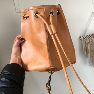 American Apparel leather bucket bag backpack